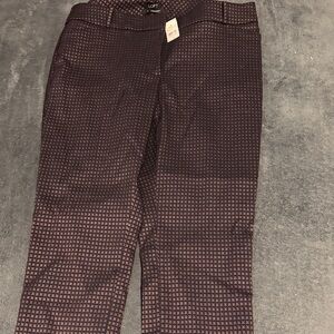 LOFT Burgundy and Black Geometric Pants